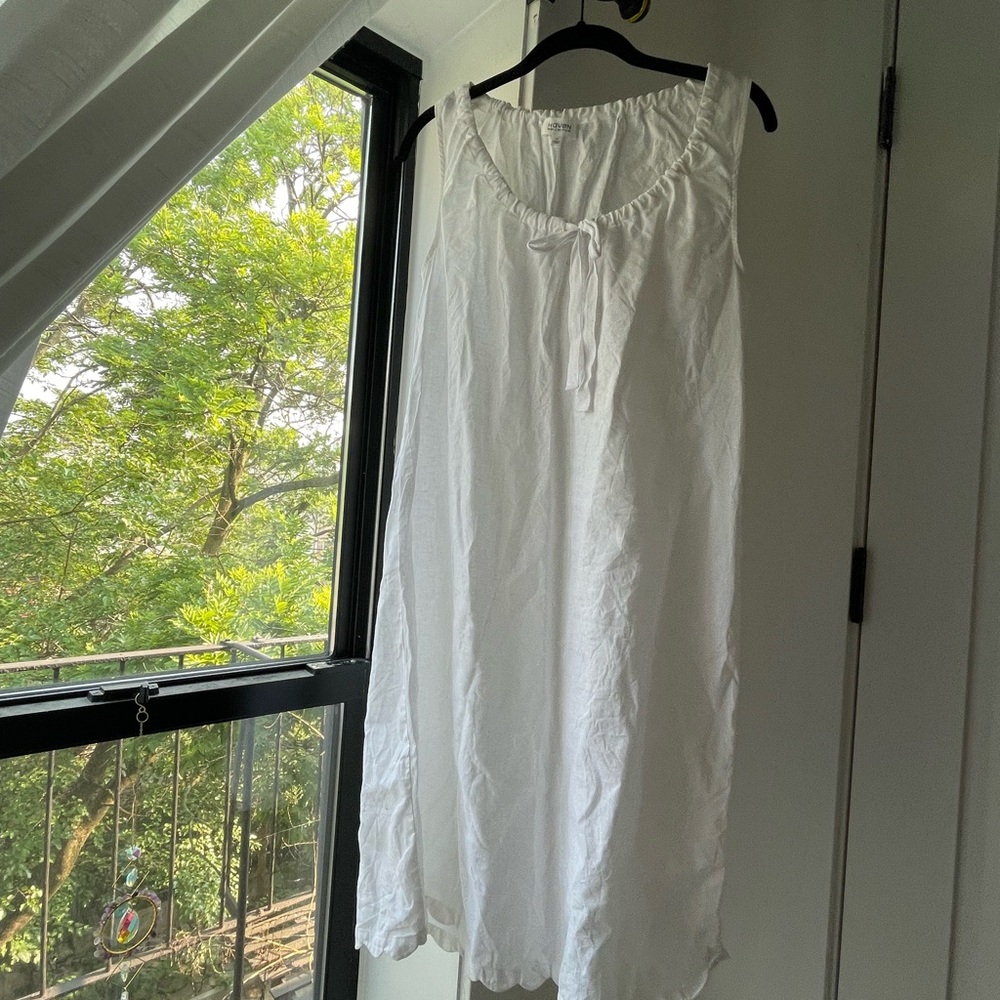 White Linen Vintage Style House Dress